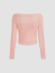 Boat Neck Long Sleeve Two-piece Top