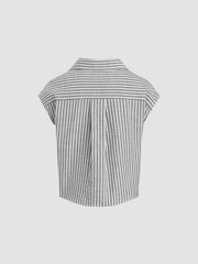 Cotton-blend Collar Stripe Twist Shirt