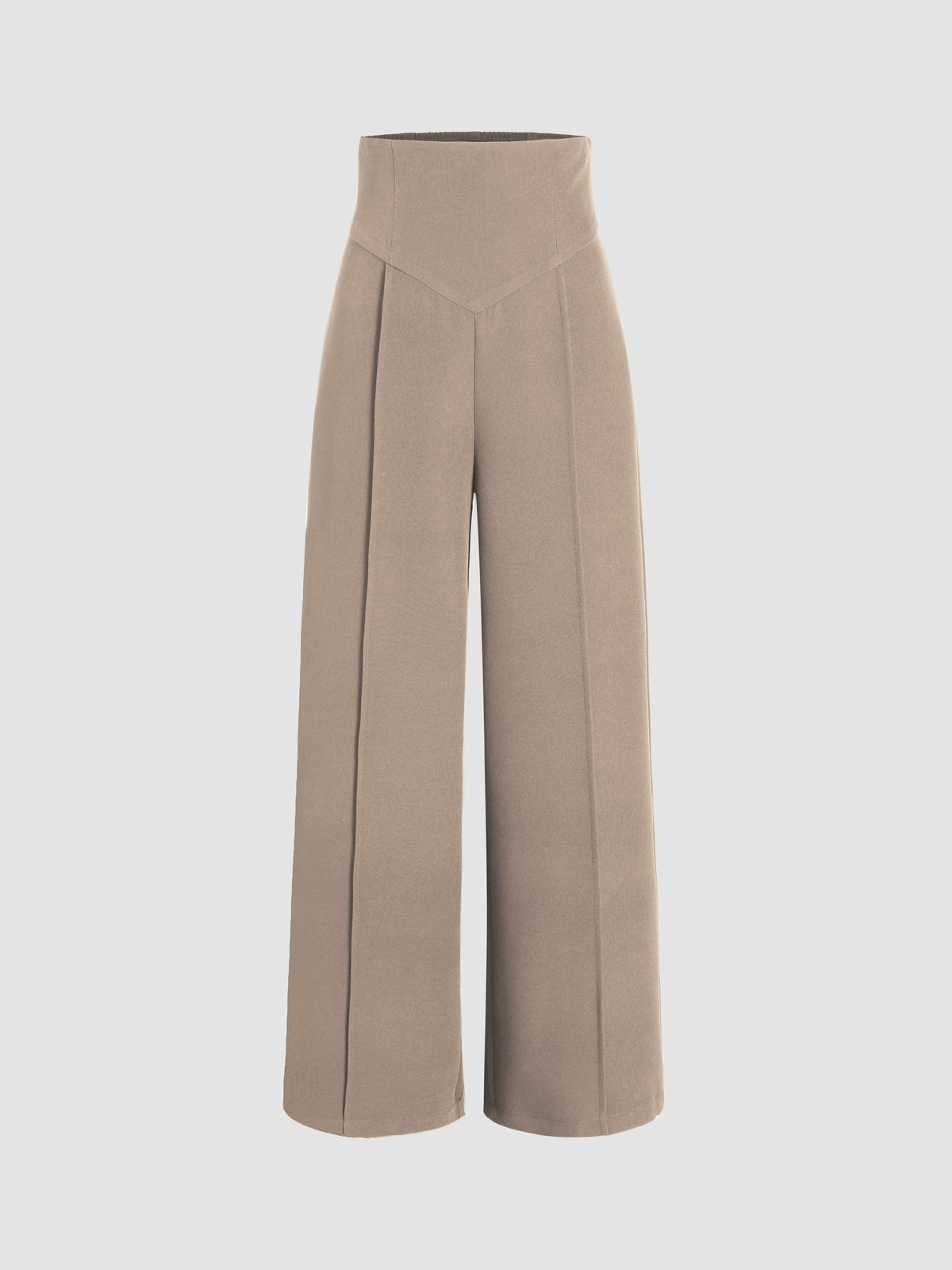 Petite Solid High Waist Knitted Wide Leg Trousers