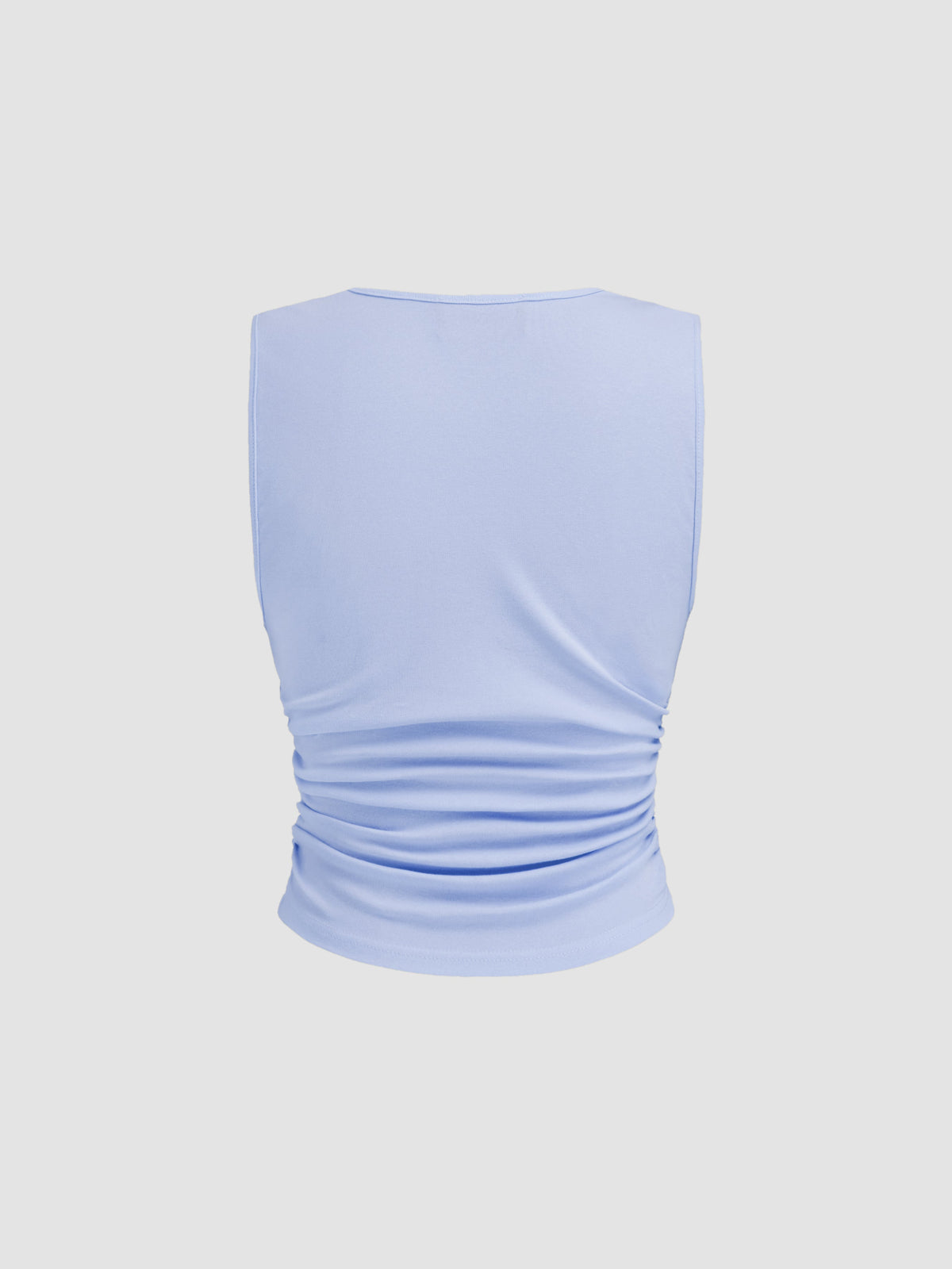 Cotton-blend V-neck Ruched Tank Top