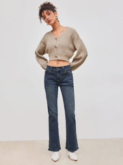High Stretch  Denim Low Rise Solid Pocket Bootcut Jeans