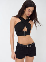 Cut Out Cross Tank Top