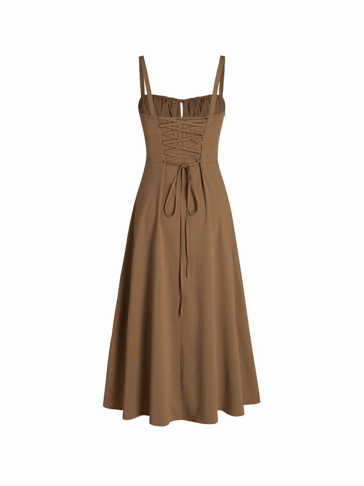 Square Neck Bowknot Corset Ruffle Split Cami Maxi Dress