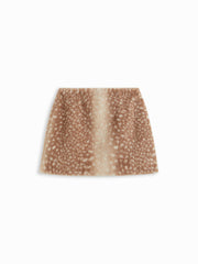 Faux Fur Deer Low Rise Animal Print Half Zip Mini Skirt