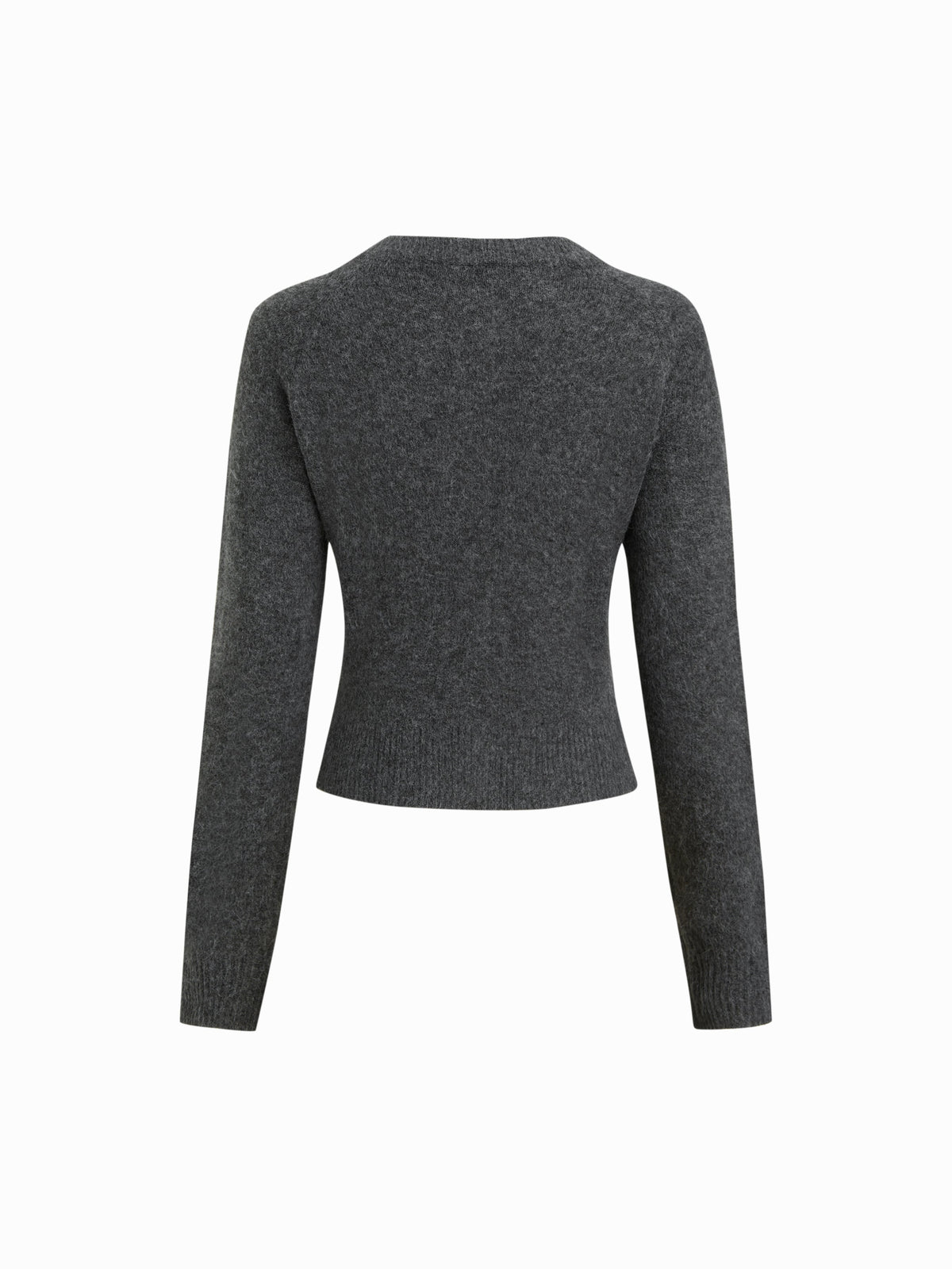 Knit Round Neckline Long Sleeve Metal Button Cardigan