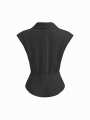 Collar V-neck Knotted Blazer Vest