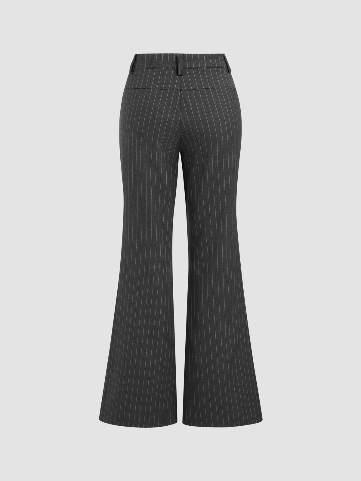 Belted & Flared Pinstripe Trousers
