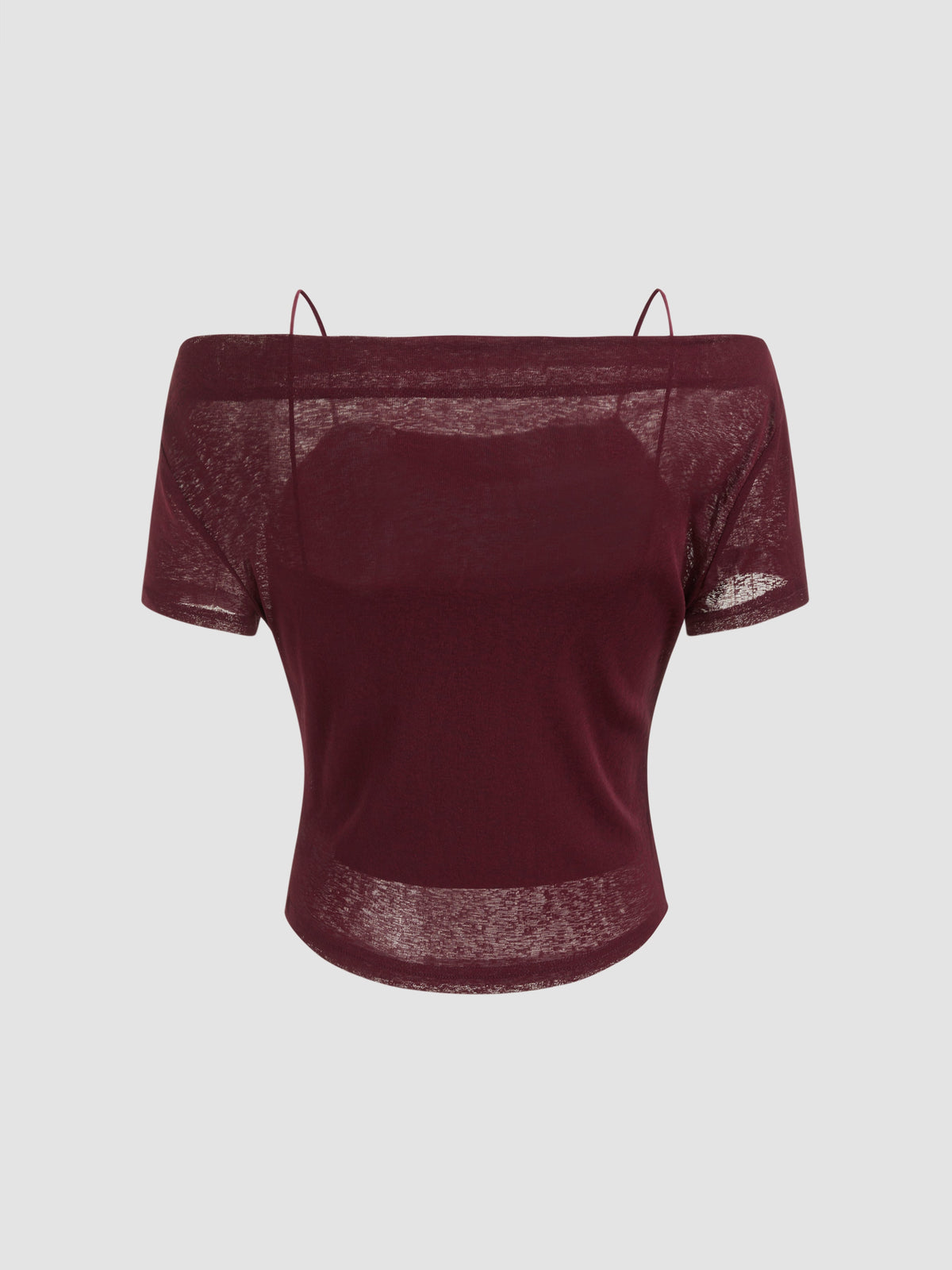 Off-shoulder Ruched Short Sleeve Tee & Cami Top