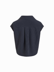 Cotton-blend Collar Stripe Twist Shirt