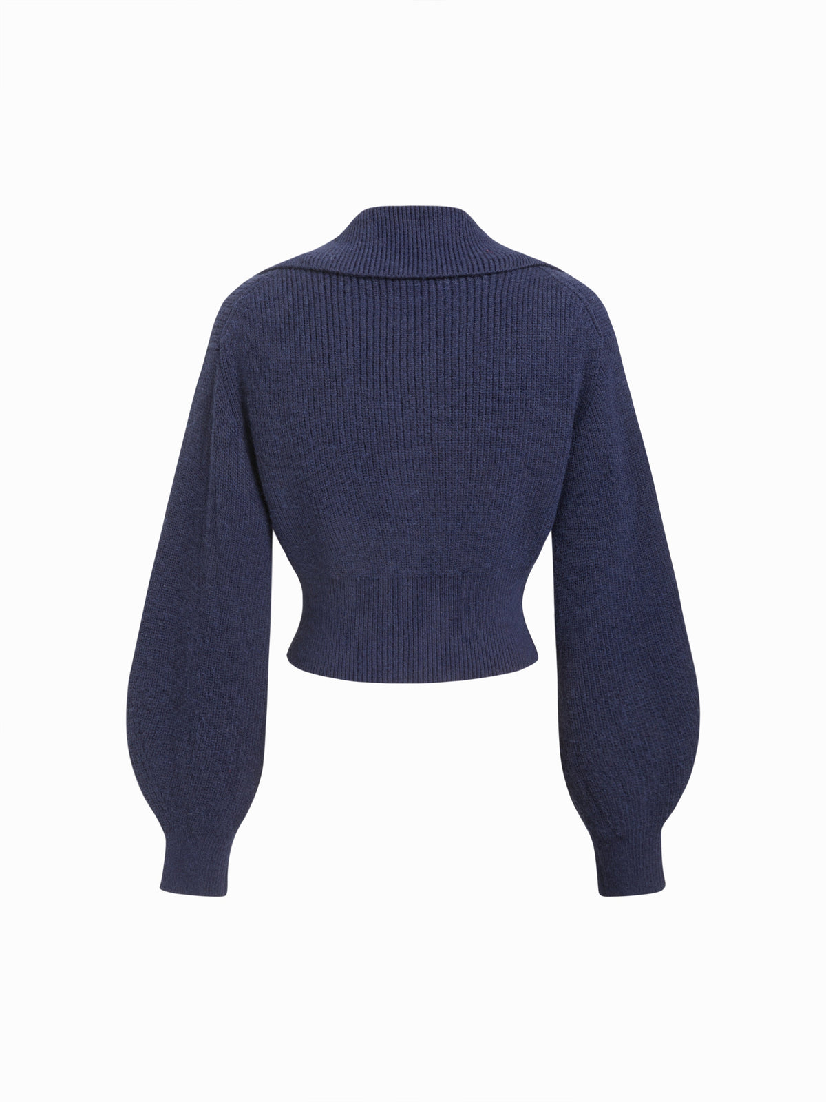 Knit Zip Through Cropped Long Sleeve Top