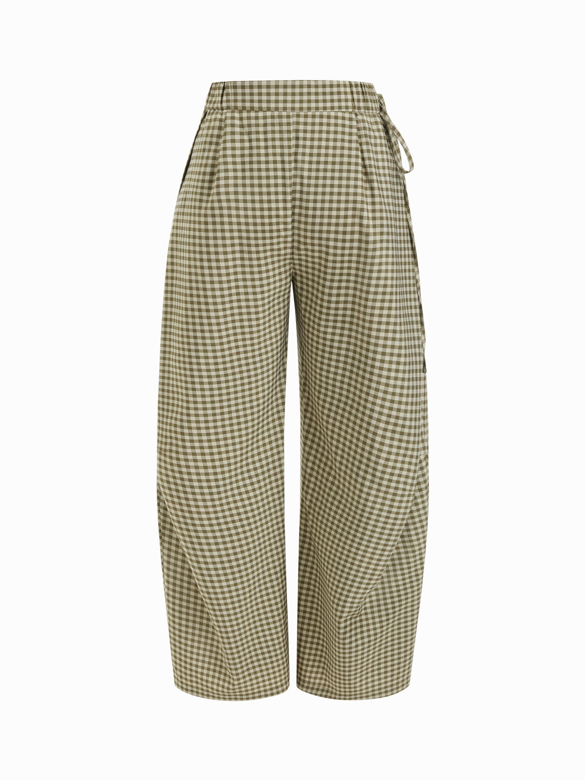 Cotton-blend Low Rise Tie Side Barrel-leg Trousers