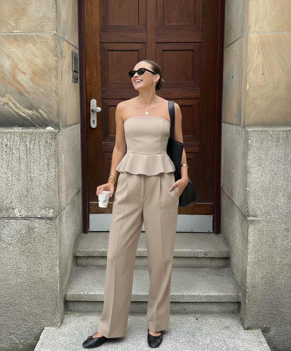High Rise Pleated Wide Leg Trousers