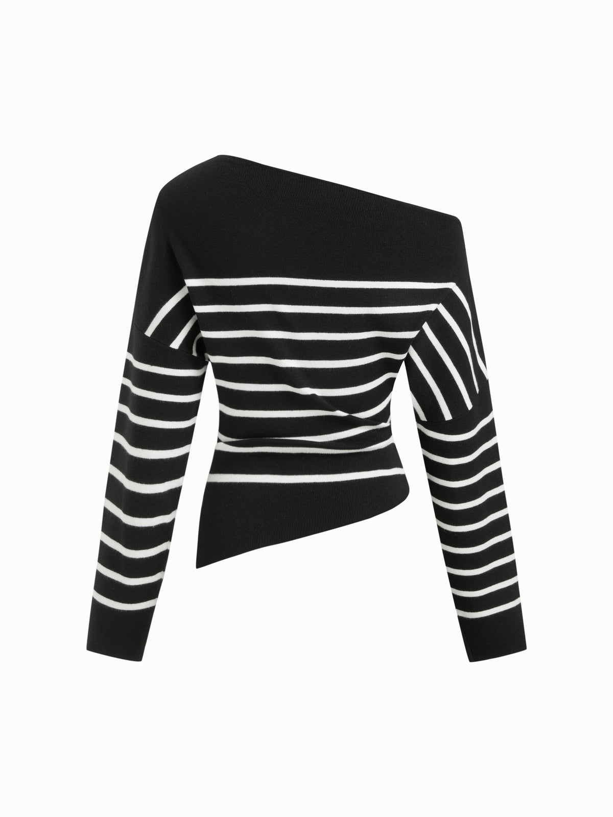 Knit Asymmetrical Neck Solid Ruched Long Sleeve Top