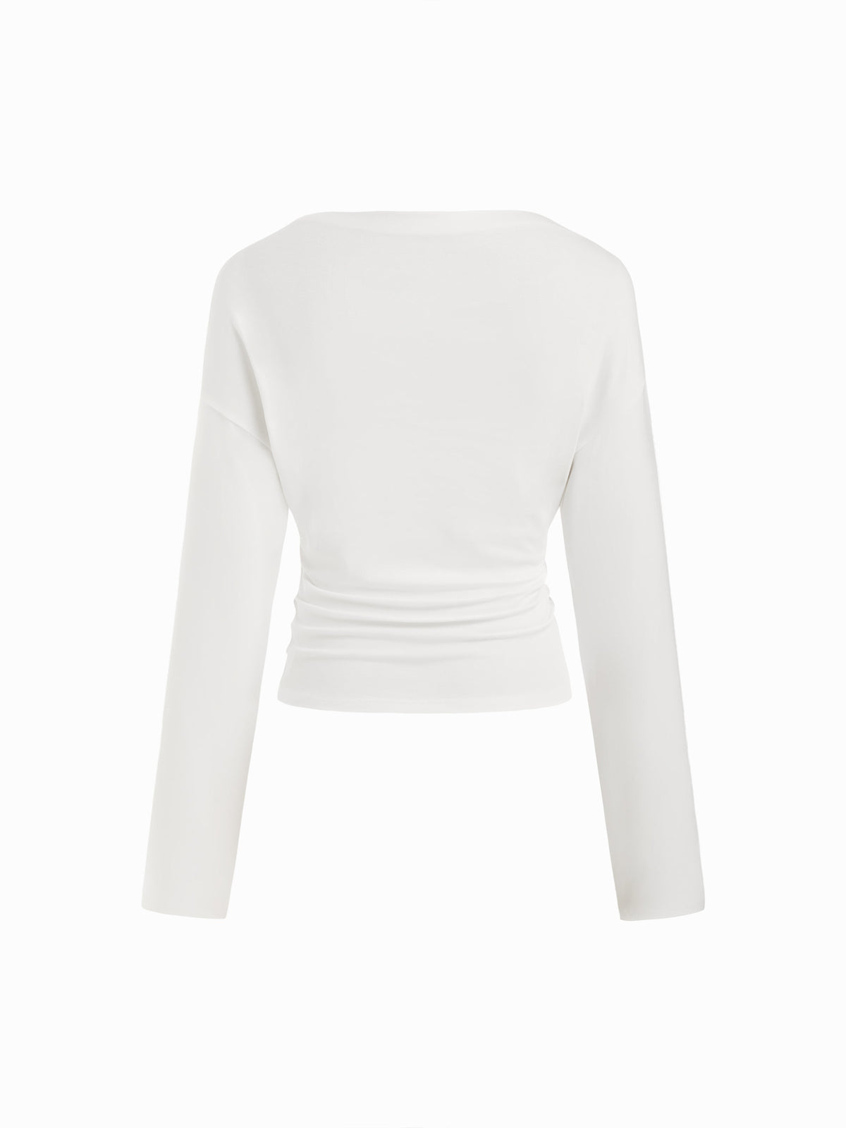 Boat Neck Batwing Sleeve Ruched Cinched Waist Top