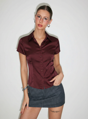 Satin Collar Short Sleeve Shirt