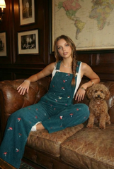 Corduroy Square Neck Mushroom Pattern Jumpsuit